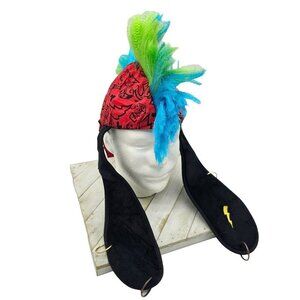 Disney Parks Rebel Goofy Mohawk Bandana Hat One Size Adult Green Blue Faux Hair